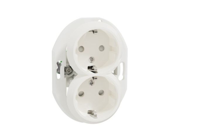 Lizdas p/t SCHUKO dvigubas baltos spalvos 16A 250V Renova - SCHNEIDER ELECTRIC