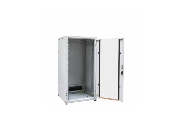 Spinta komutacinė WZ IT 600x600x1163 19" 24U priekinės durys stiklinės, galinės metalinės, pilka - ZPAS