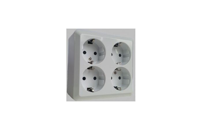Lizdas v/t IP20 keturgubas baltas su apsauga nuo vaikų 16A 250V Alba Tope 10172 6A - TOPE LIGHTING