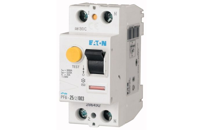 Relė srovės nuotėkio RCCB 2P 25A 100mA AC-tipas PF6-25/2/01 - EATON