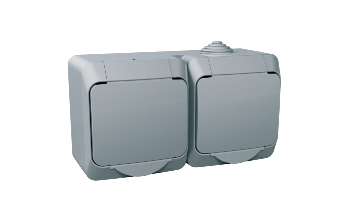 Lizdas v/t dvigubas IP44 16A 250V AC pilkas Cedar Plus - SCHNEIDER ELECTRIC