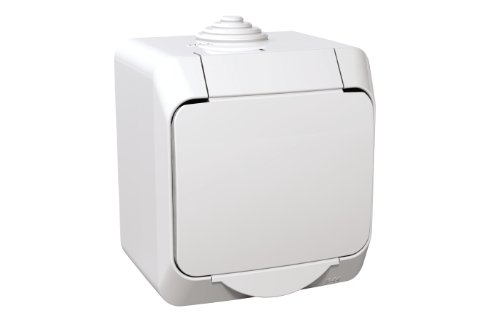 Lizdas v/t SCHUKO su dangteliu IP44 apsauga nuo vaikų baltas 16A 250V Cedar Plus - SCHNEIDER ELECTRIC