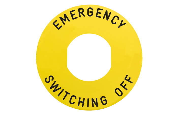 Lentelė geltona D60 EMERGENCY SWITCHING OFF - SCHNEIDER ELECTRIC