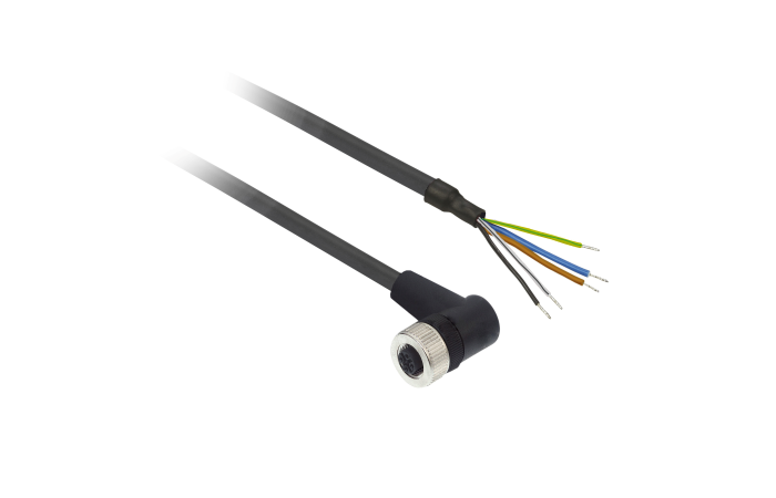 Jungtis kampinė lizdas M12 5-kontaktų su 5m kabeliu XZCP1264L5 - TELEMECANIQUE