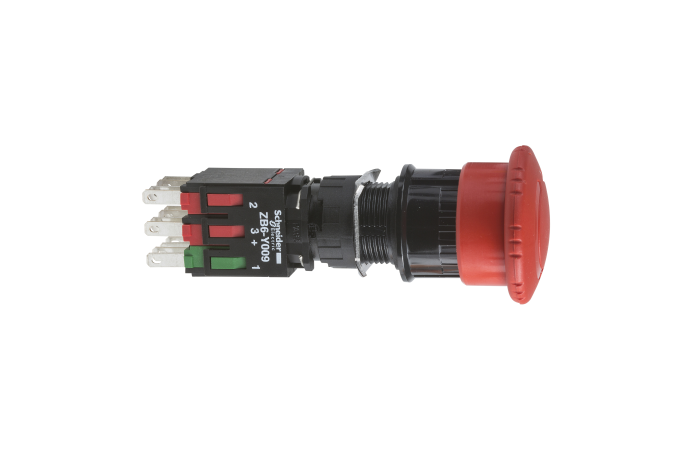 Mygtukas STOP 1no+2nc su fiksacija 16/30mm grybo formos raudonas IP65 XB6 Harmony - SCHNEIDER ELECTRIC