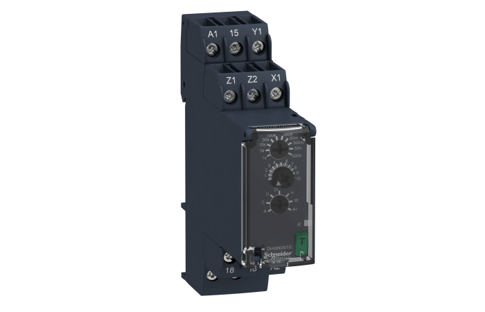 Relė laiko multifunkcinė modulinė 0.05s-300val 1co 24-240V AC/DC RE22 Harmony - SCHNEIDER ELECTRIC