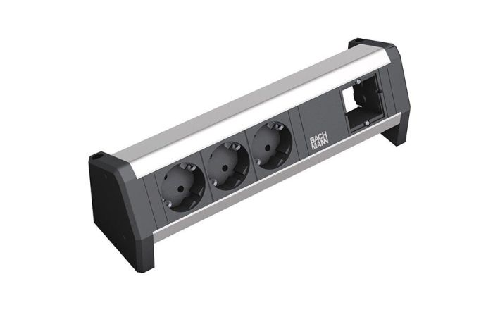 Lizdų blokas v/t 3xSCHUKO + 1modulis, aliuminio profilis, GST18 jungtis DESK1 902.000 - BACHMANN