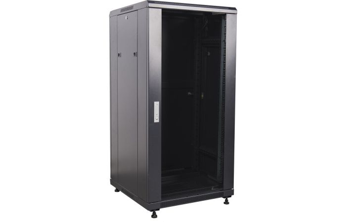 Spinta komutacinė 600x600x1317 19" 24U stiklinės durys, flatpack tipo, juoda - SECURITYNET