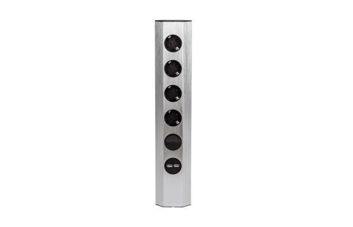Lizdų blokas v/t kampinis SCHUKO 4x230V 1xUSB H05VV-F 3x1.5mm2 2m CASIA - BACHMANN