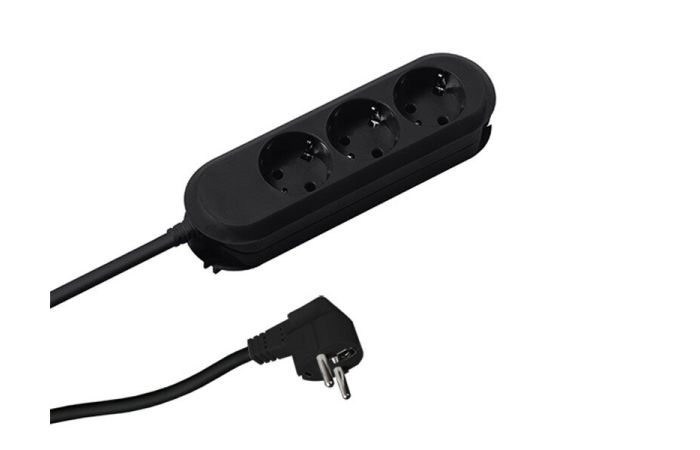 Ilgiklis 3m 3 lizdų su įžeminimu juodas H05VV-F 3x1.5 SMART - BACHMANN