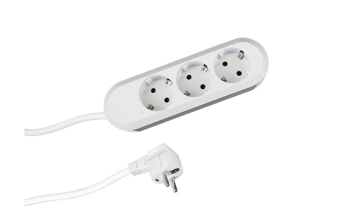 Ilgiklis 3m 3 lizdų su įžeminimu baltas H05VV-F 3x1.5 SMART - BACHMANN
