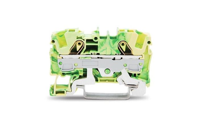 Gnybtas 6mm2/7.5mm geltonai žalias ant bėgelio - WAGO