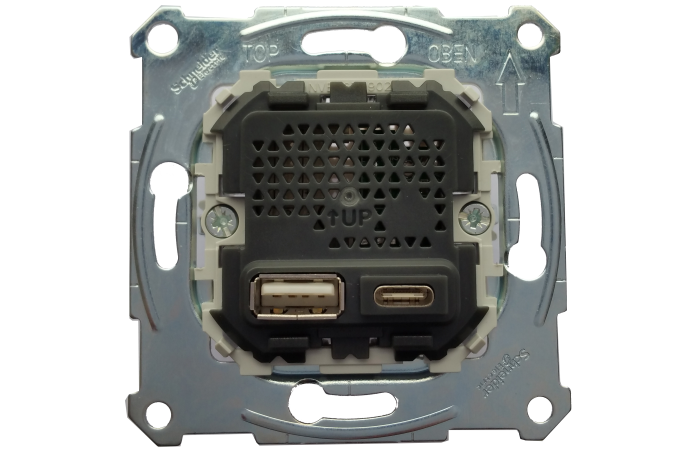 Lizdas p/t dvigubas USB A ir USB C 2.4A be rėmelio System M - SCHNEIDER ELECTRIC