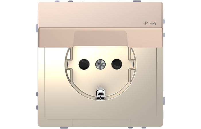 Lizdas p/t SCHUKO su dangteliu IP44 be rėmelio su apsauga nuo vaikų užspaudžiami kontaktai šampano spalvos 16A 250V System Design - SCHNEIDER ELECTRIC