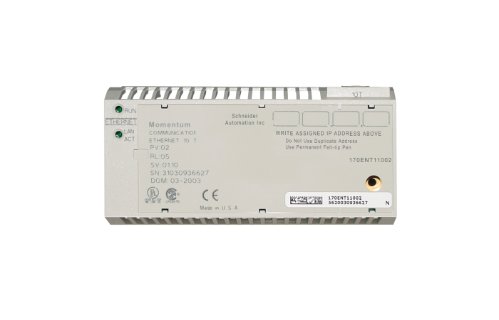 MOMENTUM ETHERNET COMM APTER, 170ENT11002, AUTOMATION CONTROLLERS, SYSTEM-ORIENTED PLCS, MOMENTUM I/O - SCHNEIDER ELECTRIC (pavadinimas tikslinamas)