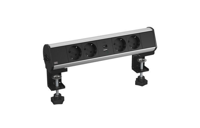 Blokas lizdų ant stalo 4xSCHUKO ir 1xUSB A+C 18W aliuminio spalvos DBL-1B-D4S-1C - OBO BETTERMANN