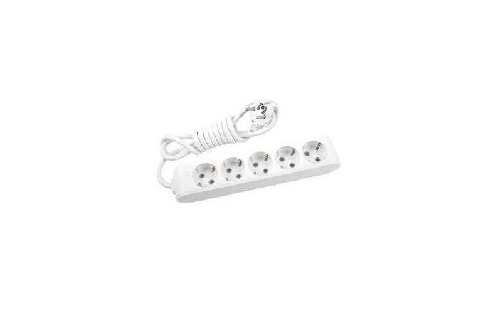 Ilgiklis 5m 5 lizdų su įžeminimu 3x1.5mm2 baltas - ACUMA
