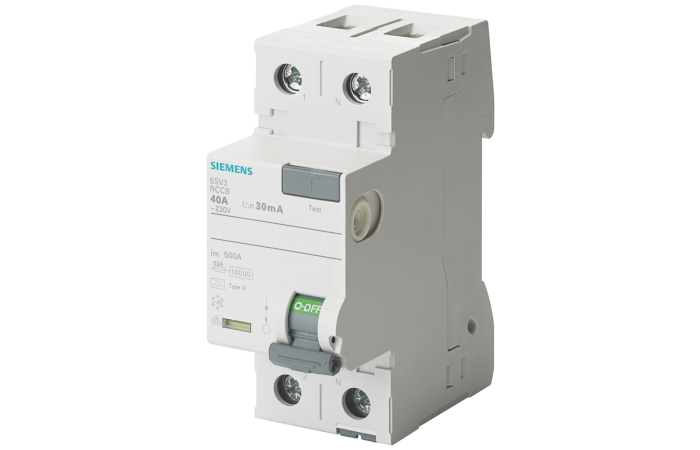 Relė srovės nuotėkio RCCB 2P 40A 30mA A-tipas - SIEMENS