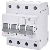 Relė srovės nuotėkio RCBO 4P 16A C 30mA A-tipas su automatu 6kA KZS-4M 3p+N A C16/0.03 - ETI