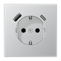 Lizdas p/t SCHUKO su USB A ir USB C 3A aliumininis LS - JUNG