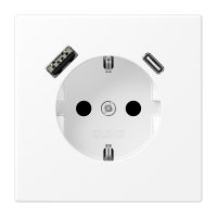Lizdas p/t SCHUKO su USB A ir USB C 3A baltos matinės spalvos LS - JUNG