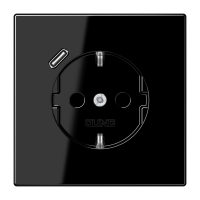 Lizdas p/t SCHUKO su USB C 2A/3A juodos spalvos LS - JUNG