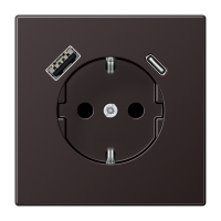 Lizdas p/t SCHUKO su USB A ir USB C 3A tamsaus metalo spalvos Dark 16A 250V LS - JUNG