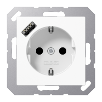 Lizdas p/t SCHUKO su USB A 2A/3A baltos spalvos 16A 250V A - JUNG
