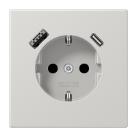 Lizdas p/t SCHUKO su USB A ir USB C 3A šviesiai pilkos spalvos 16A 250V LS - JUNG