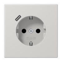 Lizdas p/t SCHUKO su USB C 2A/3A šviesiai pilkos spalvos 16A 250V LS - JUNG