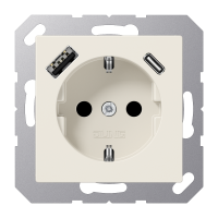 Lizdas p/t SCHUKO su USB A ir USB C 3A dramblio kaulo spalvos 16A 250V A - JUNG
