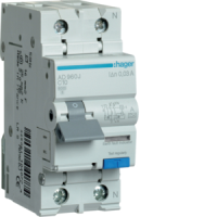 Relė srovės nuotėkio RCBO 2P 10A C 30mA su automatu 6kA A-tipas - HAGER