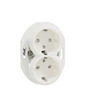 Lizdas p/t SCHUKO dvigubas baltos spalvos 16A 250V Renova - SCHNEIDER ELECTRIC