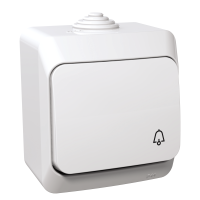 Jungiklis mygtukinis v/t viengubas IP44 baltas 16A 250V su skambučio ženklu CEDAR PLUS - SCHNEIDER ELECTRIC