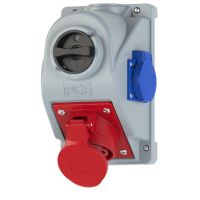 Lizdas CEE v/t 5P 16A 400V + SCHUKO 3P 16A IP44 su kirtikliu - PCE