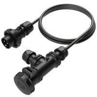 Ilgiklis CEE 1.5m 3P 16A 230V 6h + Lizdas 3P 16A 230V 6h IP67, kabelio sandariklis juodas T formos - PCE