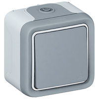 Mygtukas v/t viengubas IP55 pilkas PLEXO 10A/250V - LEGRAND