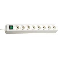 Ilgiklis 3m 8 lizdų ECO Line H05VV-F 3x1.5 su įžeminimu Ir jungikliu baltas - BRENNENSTUHL