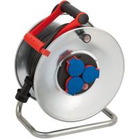 Ilgiklis-ritė 25m 3 lizdų H07RN-F 3x2.5 guminis juodas IP44 su termine apsauga metalinis būgnas GARANT S - BRENNENSTUHL