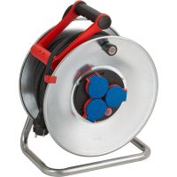 Ilgiklis-ritė 40m 3 lizdų H05RR-F 3x2.5 guminis juodas IP44 su termine apsauga metalinis būgnas GARANT-S - BRENNENSTUHL