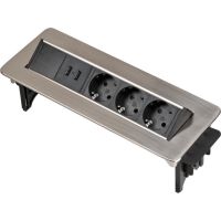 Blokas lizdų į stalą 3xSCHUKO 2xUSB pilkas 276x93mm su 2m kabeliu - BRENNENSTUHL