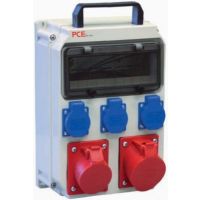 Skydelis v/t 10 modulių su lizdais SCHUKO 3x16A, CEE 2x5P 32A, IP54 HEL ECOline - PCE
