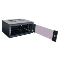 Spinta sieninė 600x450x290 19" 4U, stiklinės durys, flatpack tipo, juoda - SECURITYNET