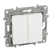 Perjungiklis p/t dvigubas baltas be rėmelio 10A 250V NILOE - LEGRAND