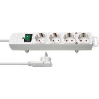 Ilgiklis 2m 4 lizdų H05VV-F 3x1.5 su įžeminimu ir jungikliu, plokščias kištukas, baltas COMFORT LINE PLUS - BRENNENSTUHL