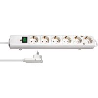 Ilgiklis 2m 6 lizdų H05VV-F 3x1.5 su įžeminimu ir jungikliu, plokščias kištukas, baltas COMFORT LINE PLUS - BRENNENSTUHL