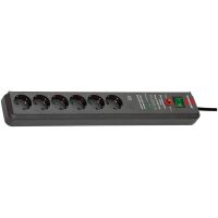 Ilgiklis 3m 6 lizdų su įžeminimu antracito spalvos su apsauga Ir jungikliu H05VV-F 3x1.5 SECURE TEC - BRENNENSTUHL