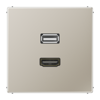 Lizdas p/t HDMI ir USB 2.0 nerūdijančio plieno spalvos LS - JUNG