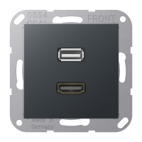 Lizdas p/t HDMI ir USB 2.0 antracito matinės spalvos A - JUNG