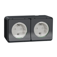 Lizdas v/t SCHUKO dvigubas su dangteliu IP55 su apsauga nuo vaikų antracito spalvos 16A 250V Mureva Styl - SCHNEIDER ELECTRIC